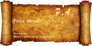 Petz Arnó névjegykártya